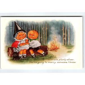 Vintage Halloween Pumpkin Head Children Whitney Postcard 1907-1915